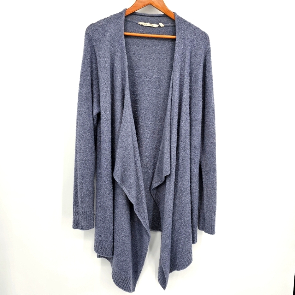 Soft Surroundings Draped Open-Front Cardigan in Dusty Blue